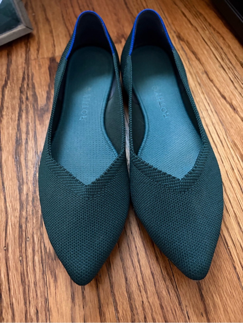 Rothy's Pointed Knit Flats in Dark Green